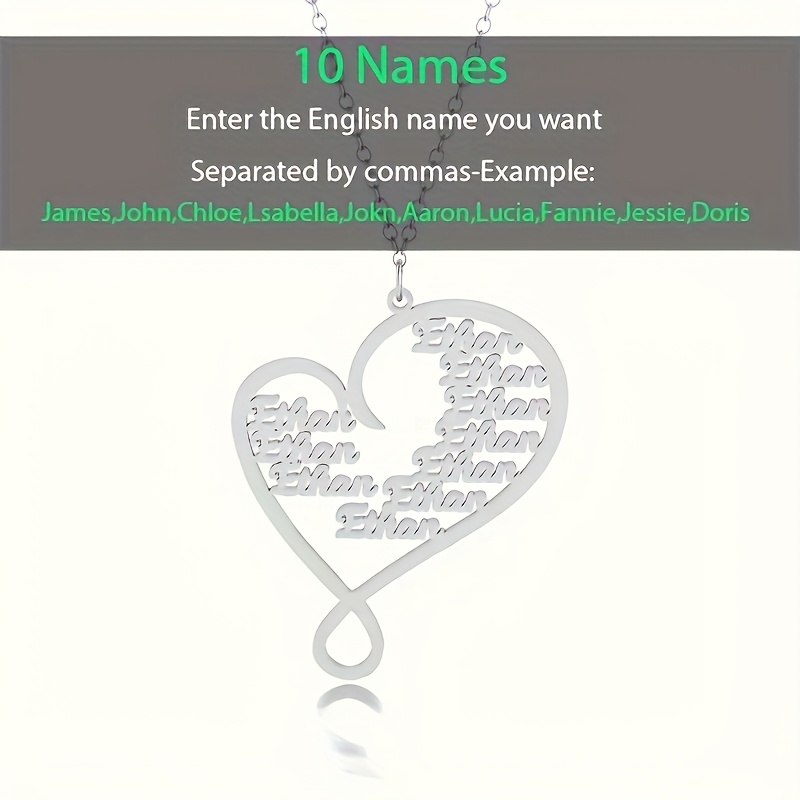 Custom Name Heart Pendant Necklace — Unisex Personalized Gift